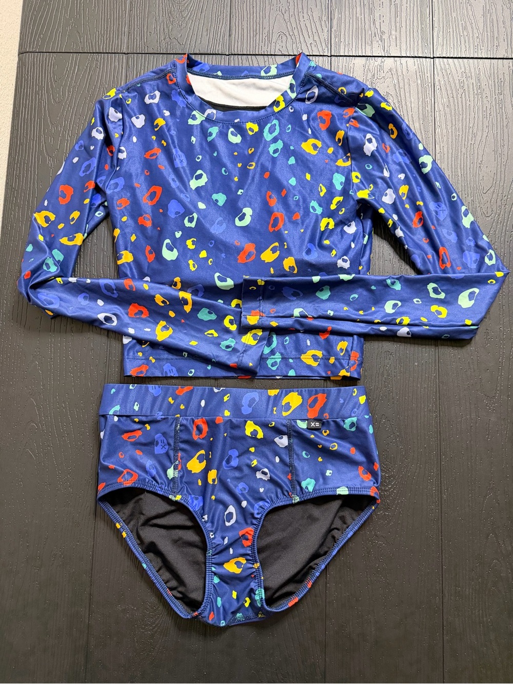 TomboyX Blue Long-Sleeve Rashguard Set with Multicolor Spot Print
